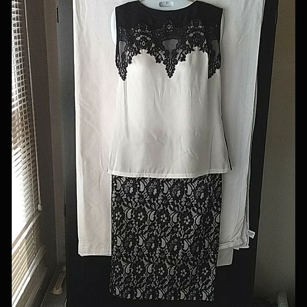 NWT Worthington black lace shirt & skirt set